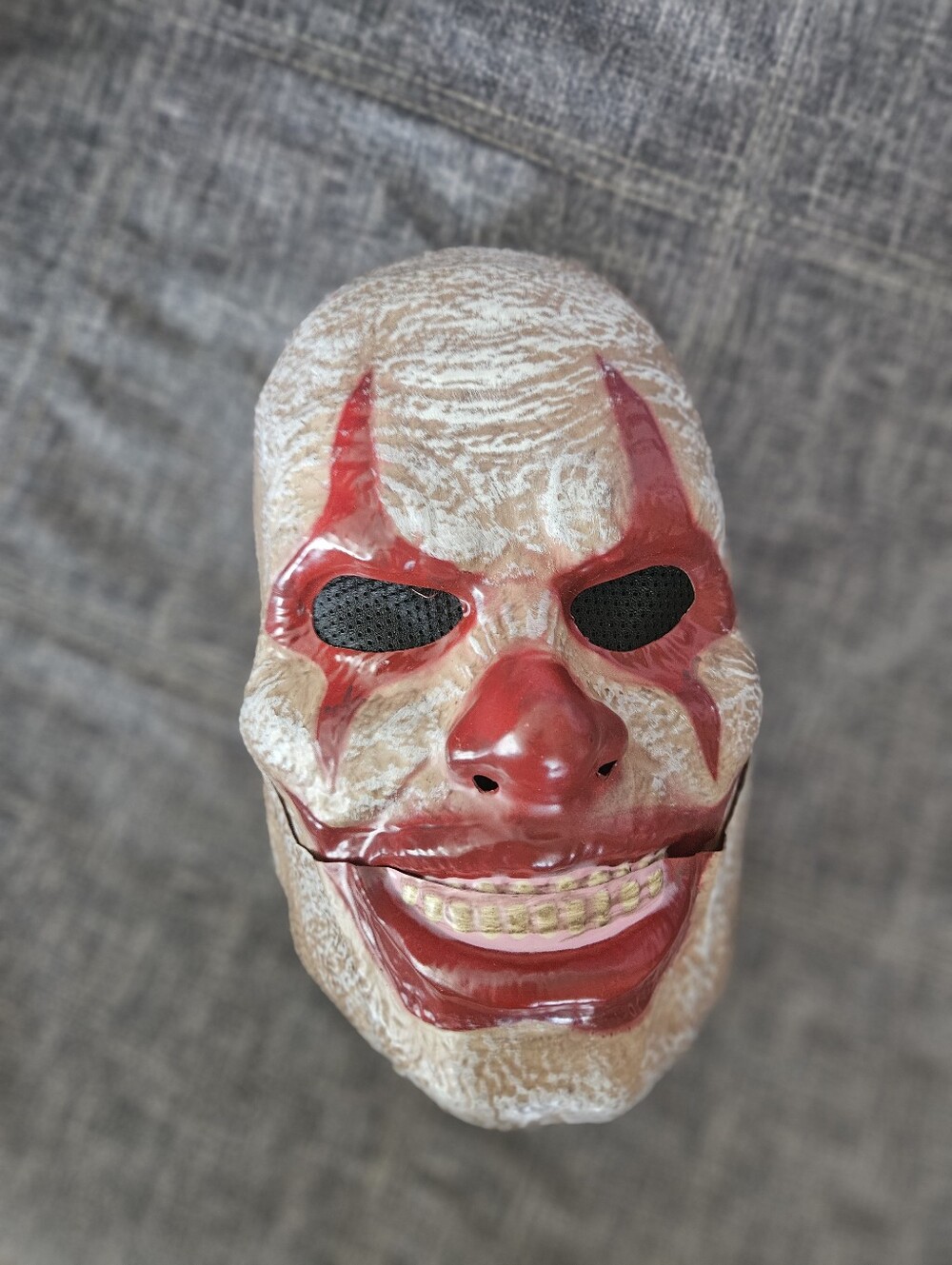 Creepy Clown/ death joker" style half-face mask with red tear marks